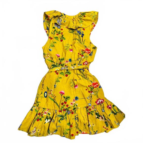 NWT Maeve Anthropologie Yellow Floral Sleeveless Short Mini Dress- Size Medium - Picture 3 of 7